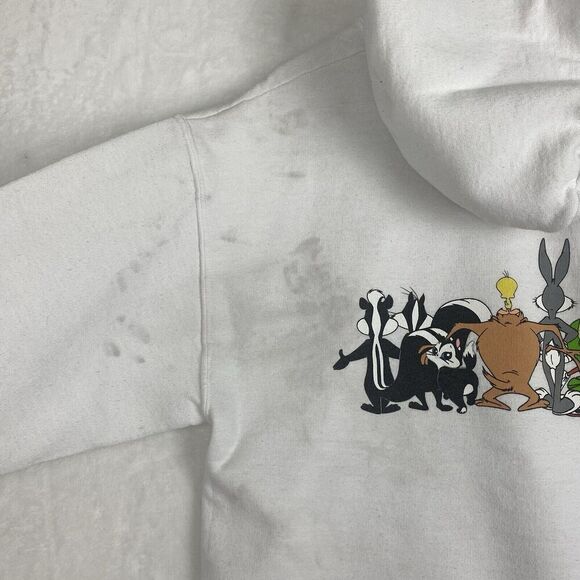 Looney Tunes Graphic Sweater Adult Small White Hoodie Sweatshirt Pullover Casual - Picture 4 of 11